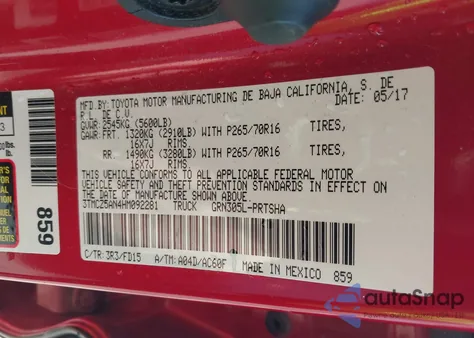 2017 Toyota Tacoma Trd Off Road z USA, uszkodzony, nr VIN 3TMCZ5AN4HM092281